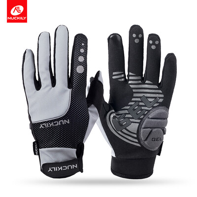 

NUCKILY Cycling Gloves Full Finger Waterproof Breathable Polyester Fabric Motorcycle Glove for Adults