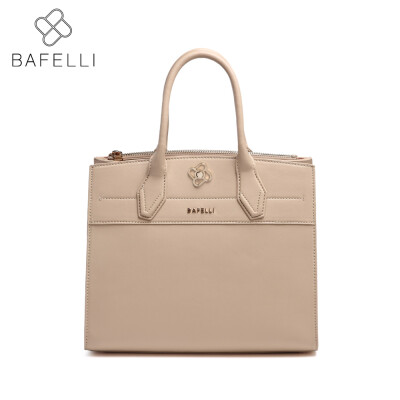 

BAFELLI women leather handbag split leather box business bolsos mujer apricot womens handbag famous brands women bag