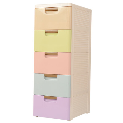 

Baicaoyuan with pulley plastic drawer storage cabinet locker multi-purpose drawer cabinet finishing cabinet 5 layers wide