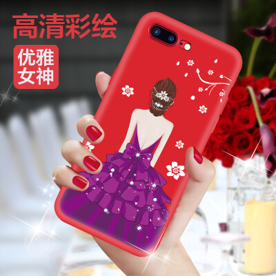 

Mo Fan apple 7plus / 8plus phone case / protective cover all-inclusive edge drop hard shell 3D three-dimensional relief painting creative female models shy flowers for iphone7plus 5.5 inches