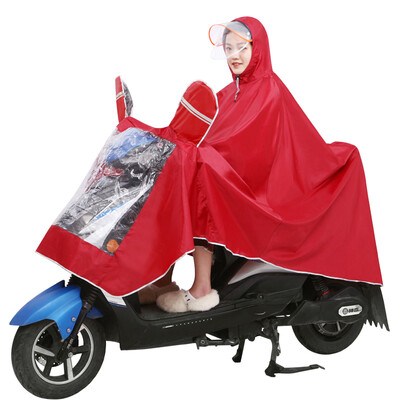 

Super Hui electric car single raincoat for men&women large mask poncho detachable double cap frog mirror raincoat jujube red