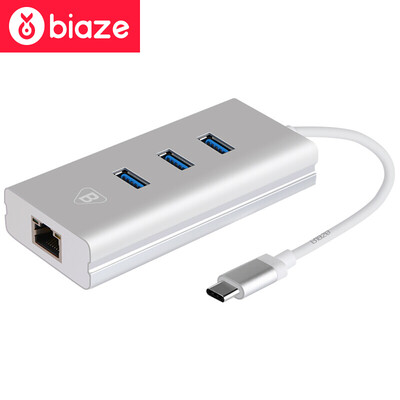

Biya Zi (BIAZE) Type-C to Gigabit Ethernet USB3.0 HUB splitter / hub MACbook expander Apple Huawei millet computer ZH15-aluminum