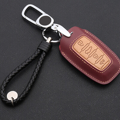 

Hua Hui Hafu key bag Haval leather key set key ring protective cover modified special C section -4 key wine red