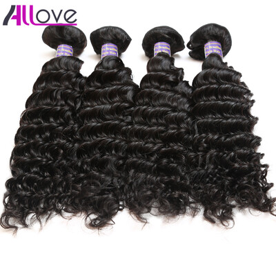 

8A Peruvian Virgin Hair Deep wave Hair Bundles 4PcsLot Allove Hair Products Peruvian Deep wave Human Hair Extensions 8-28inch