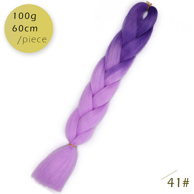 

AISI HAIR 100gpcs 24inch Kanekalon Jumbo Braids Hair Ombre Two Tone Colored Synthetic Hair for Dolls Crochet Hair