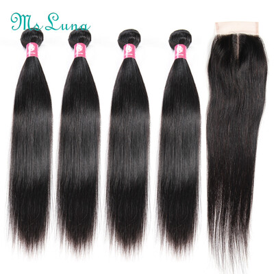 

Peruvian Virgin Hair Straight With Closure 4 Bundles Peruvian Straight Virgin Hair With Closure Human Hair Weave with Closure