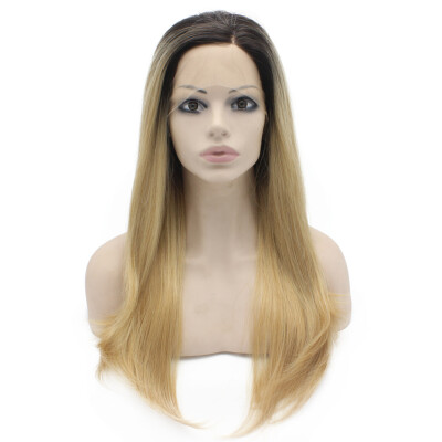 

Iwona Synthetic Hair Lace Front Long Straight Ombre Blonde Wig