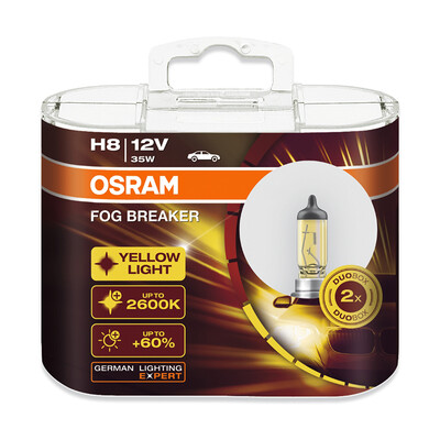 

OSRAM Fog Breaker 2600K H1 H3 H4 H7 H8 H11 H16 9005 9006 12V Bulbs 200 Yellow Light 60 More Bright Car Halogen Lamps OEM 2pcs