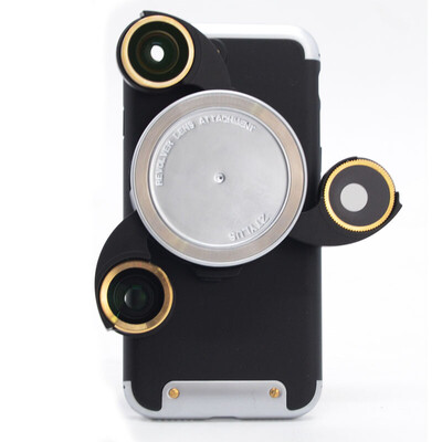 

Zyllus Apple iphone8plus phone case bracket camera lens wide-angle fisheye macro polarization 4-in-1 lens set (black