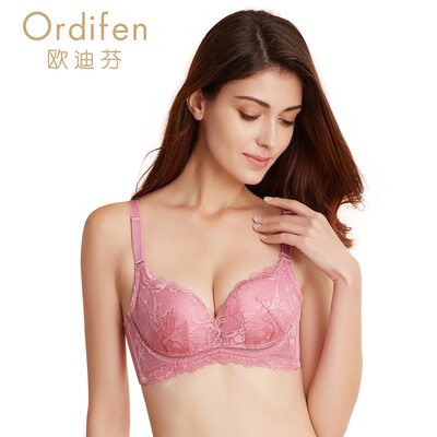 

Ou Difen gathered bra bra sexy lace ladies bra bra underwear XB7131 champagne skin 3475B