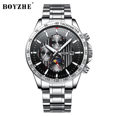 

BOYZHE WL007 Watch Brand Luminous Waterproof Business Full-automatic Mechanical Men Stainless Steel Wrist Watch with Gift Box