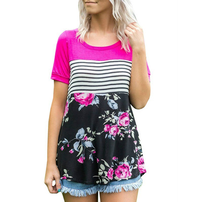 

Stripe Stitching Printing Top