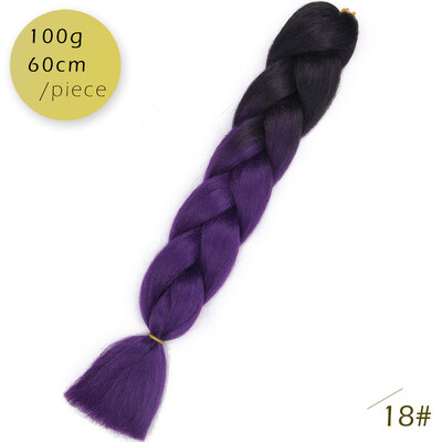 

AISI HAIR 100gpcs 24inch Kanekalon Jumbo Braids Hair Ombre Two Tone Colored Synthetic Hair for Dolls Crochet Hair