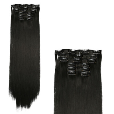 

Wiginway 24" Straight 6 PCS Set Thick Hairpiece Clips in on Synthetic Hair Extensions Hair pieces for Women 16 Clips