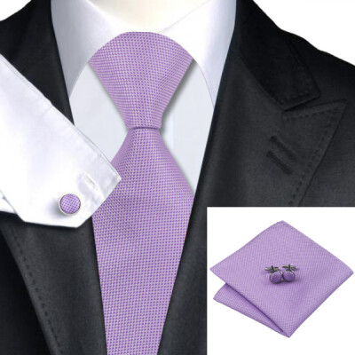 

N-0903 Vogue Men Silk Tie Set Purple Geometric Necktie Handkerchief Cufflinks Set Ties For Men Formal Wedding Business wholesale