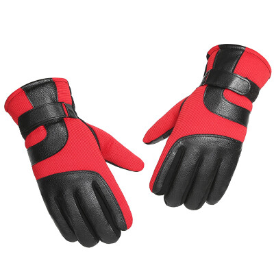 

Bai Shangyi special mens winter plus velvet thick warm outdoor sports riding cotton gloves red code