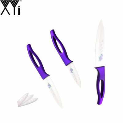 

XYJ Brand Fashion 3" 4" 5" Kitchen Knife Set Pattern Blade ABS+TPR Handle Ceramic Knife Three Pcs Set Cooking Tools Hot Selling