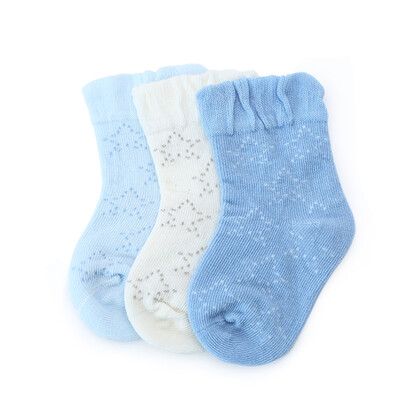 

Cotton Age PurCotton spring&summer infant stars thin jacquard socks 11cm blue semi-bleach light blue 3 pairs bag