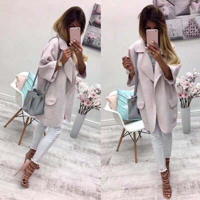 

Lovaru ™ 2017 Зимние трюмные пальто Женщины Твердые три четверти Loose Open Stitch Office Lady Fashion Women Coat Warm Clothing