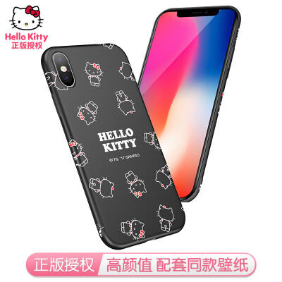 

Hello Kitty Apple iPhoneX Mobile Shell Apple 10 cartoon protective sleeve all-inclusive silicone shatter-resistant soft shell lovely Phantom of the Hello Kitty * Black