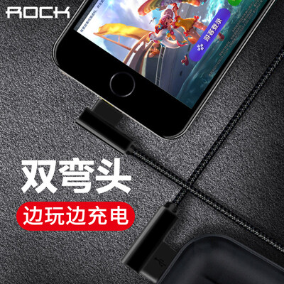 

ROCK L-Shaped Charging&Data Transfer Cable for iPhoneX8Plus76sSE5iPad 2M Black