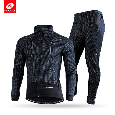 

NUCKILY Men's Winter Windproof Outdoor Apperal Breathable Polyester Cycling Sports jersey Suit