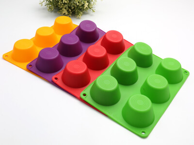 

6 Cavity Silicone Mold Muffin Pudding Mould Bakeware Round Cup Cake Pan Baking Tray (Random Color