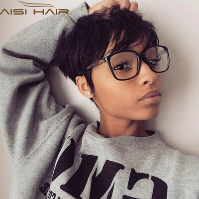 

AISI HAIR Короткие Симпатичные Пикси Парики для черных женщин Афроамериканские короткие парики Короткие черные парикиКосплей Синте