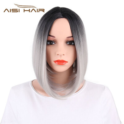 

AISI HAIR 8 цветной патрон Синтетические волосы короткие парики для черных женщинБоб Прямые Волосы