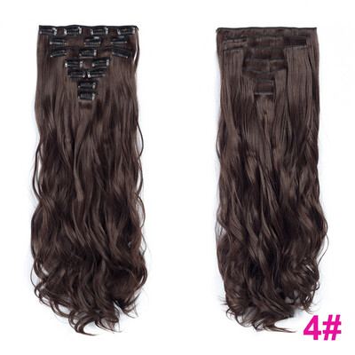 

7pcs / set зажим в выдвижениях волос 20inch длинние волнистые жаростойкие синтетические наконечники Kanekalon синтетические для девушки леди женщин