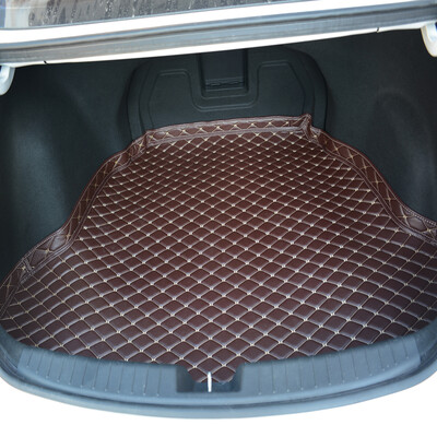 

KOOLIFE car trunk mat leather wear-resistant non-slip waterproof trunk mat for 05-17 Volkswagen POLO-coffee color