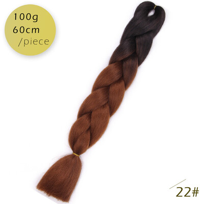 

AISI HAIR 100gpcs 24inch Kanekalon Jumbo Braids Hair Ombre Two Tone Colored Synthetic Hair for Dolls Crochet Hair