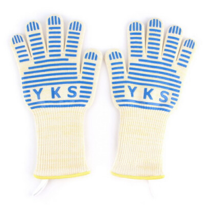 

YKS Oven Gloves Premium Quality 932F Extreme Heat Resistant Gloves, Hot Surface Handler, Oven Mitt, Flexible BBQ Gloves (Long c