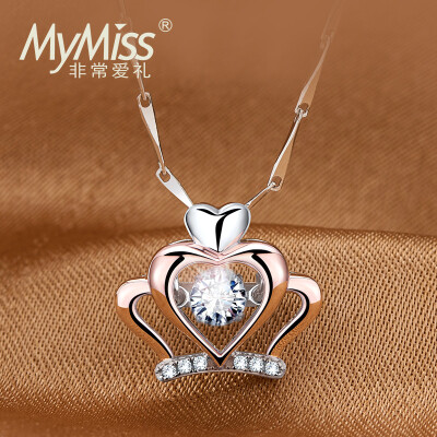 

MyMiss925 silver inlaid Swarovski zircon Japan and South Korea crown necklace Queen's Heart Rose gold