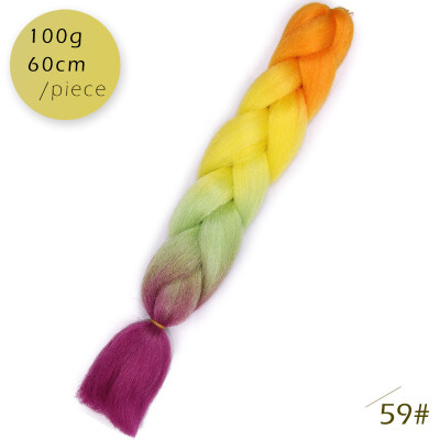 

AISI HAIR 100gpcs 24inch Kanekalon Jumbo Braids Hair Ombre Two Tone Colored Synthetic Hair for Dolls Crochet Hair