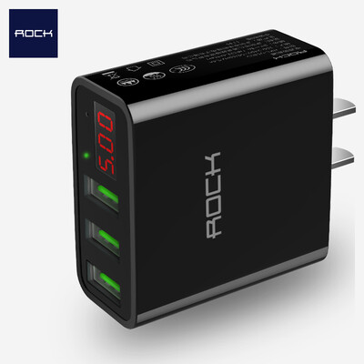 

Locke ROCK Apple charger digital display phone charging head three for iPhoneX 1087 6plus 5s Samsung millet Huawei tablet 3A black