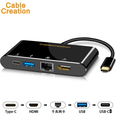 

CABLE CREATION CD0453 Type-C HDMI Converter Connector USB-CGigabit LANUSBHUB Apple MAC Docking PD Battery Pack Data Splitter