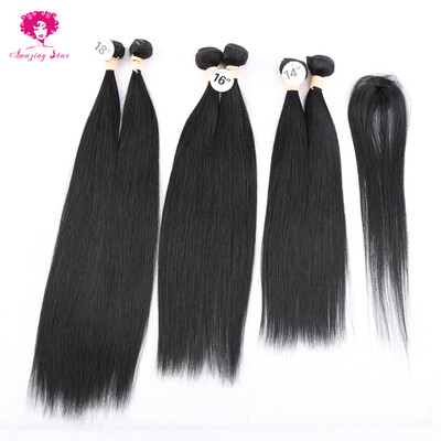 

Удивительные волосы звезды Бразильские прямые волосы One Pack Hair Unprocessed Virgin Human Hair Extensions Мягкие и упругие связки для волос