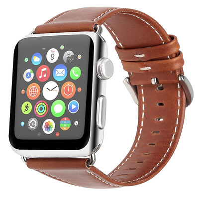 

BIAZE apple watch strap leather for Watch1 Series2 Series3 crazy horse leather belt 42mm-brown