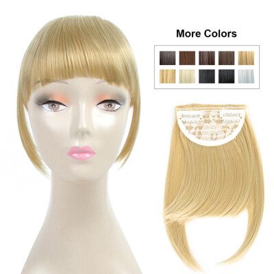 

Fashion Clip On Bangs Brown Fringe Hair Extensions Synthetic Hairpieces Clips in Hair Bang False Short Flat Bangs Two Side