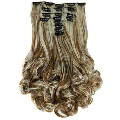 

AISIHAIR 16Colors Clip in Hair Extensions 8pcsset 22inch 55 cm Long Wavy Heat Resistant Hairpiece