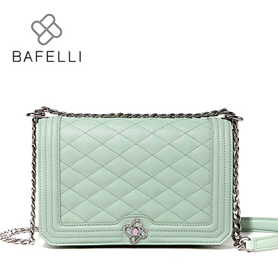 

BAFELLI women bags split leather diamond lattice chains blue shoulder bags handbags women famous brands crossbody bag for women