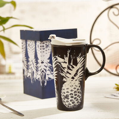 

Cypress Home Ceramic Tall Travel Mug Coffee Cup with Gift Box 15oz