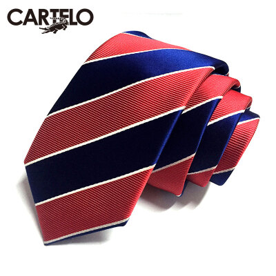 

Card Di Le Crocodile CARTELO lazy easy to pull men's tie groom married leisure narrow tie men Korean version of the formal business gift box loaded CC57C18051 red and blue oblique stripes