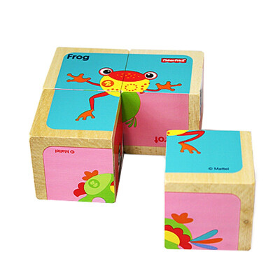 

Fisher Fisher Fisher Puzzle educational toys wooden green six-painting - Frog FP1001B