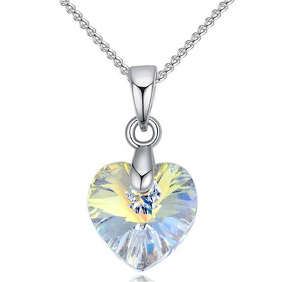 

Heart Pendants Necklaces Crystal from Austrian White Gold Plated Chain Necklace for Women New Female Ladies Gift 25774