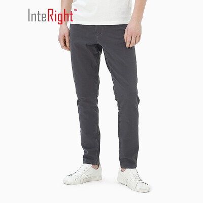 

INTERIGHT casual pants mens elastic narrow feet slim casual pants dark gray 32