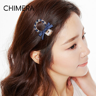 

CHIMERA hair accessories hair bowknot bowknot rhinestone edge clip bangs folder side hidden in blue