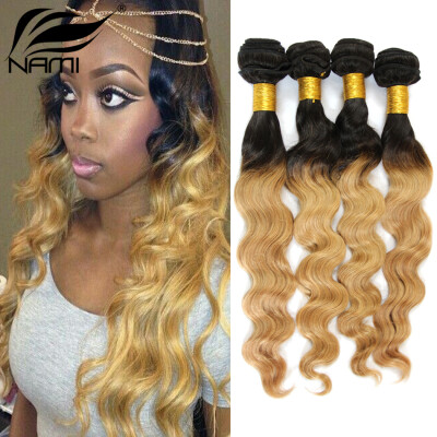 

Nami Hair 4 Bundles Ombre Hair Weaves Brazilian Loose Wave Two Tone Color T1B/27 12"-26" Human Hair No Tangle No Shedding