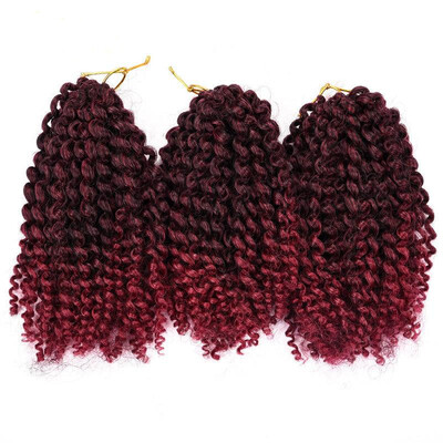 

8 inch Ombre Marlybob Crochet Braids 3pcs/pack Afro Kinky Twist Hair 90g/pack Synthetic Crochet Hair Extensions